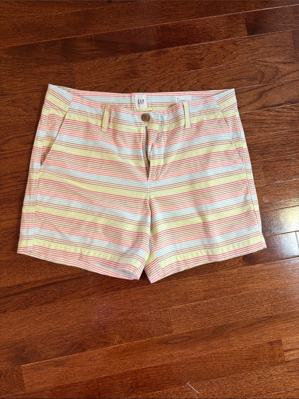 GAP city shorts Pastel Stripe Casual Women's Shorts — Pink, Yellow, Blue size 8